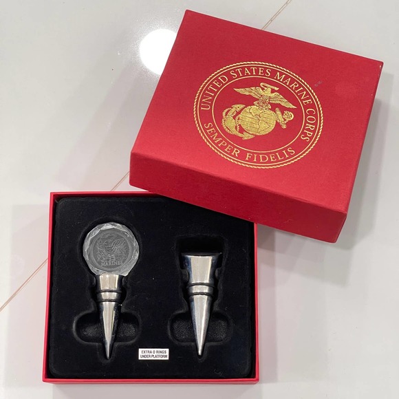 Marines Gift Marine Corp Crystal Bottlestoppers Military Service Semper Fidelis - Picture 1 of 10